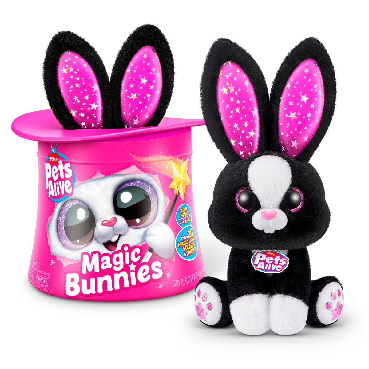 Peluche Conejo En Sombrero De Copa Pets Alive Zuru - Negro