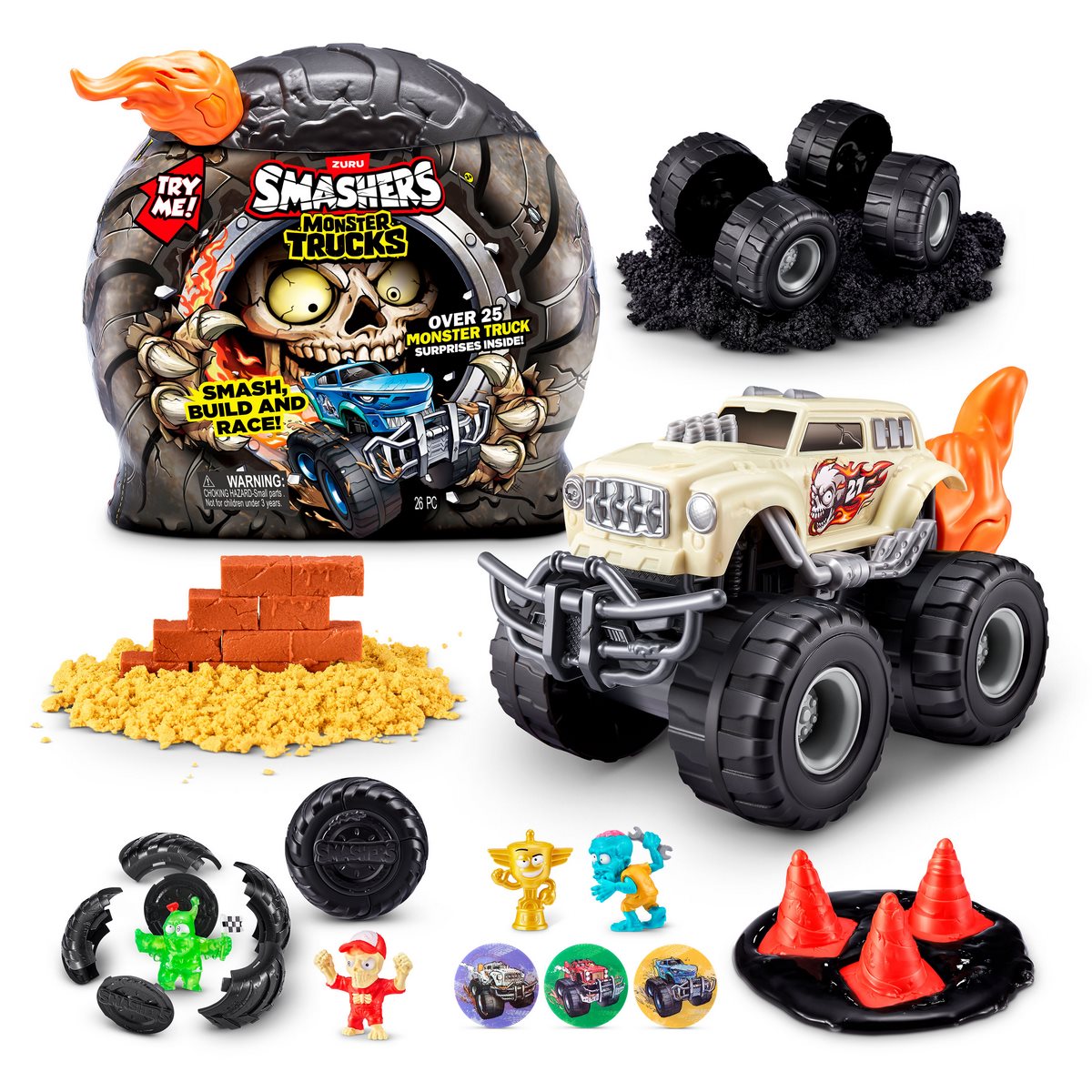 Rueda Sorpresa Con Playset Monster Truck Zuru - Naranja
