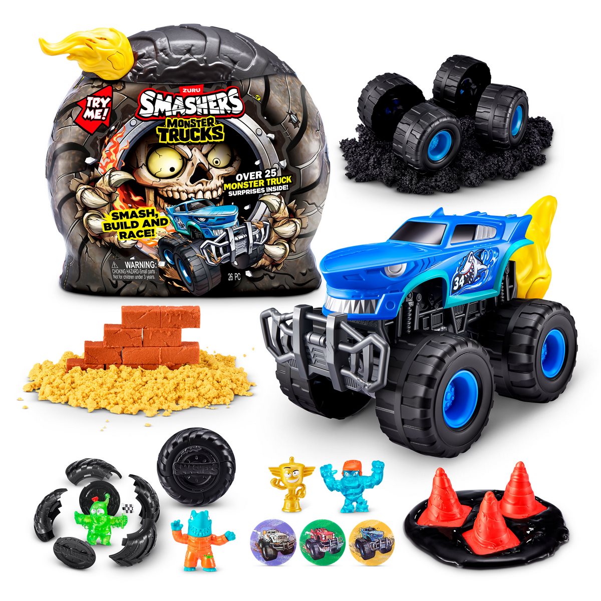 Rueda Sorpresa Con Playset Monster Truck Zuru - Amarillo