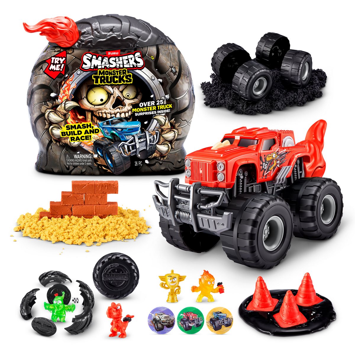 Rueda Sorpresa Con Playset Monster Truck Zuru - Rojo