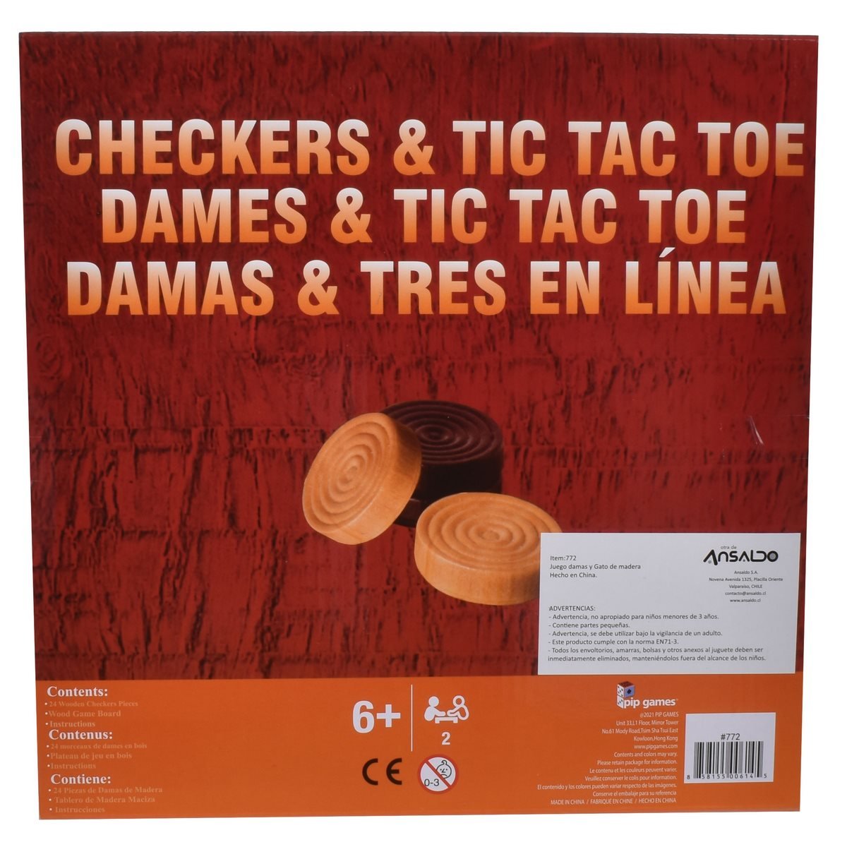 Juego Damas Y Gato De Madera
