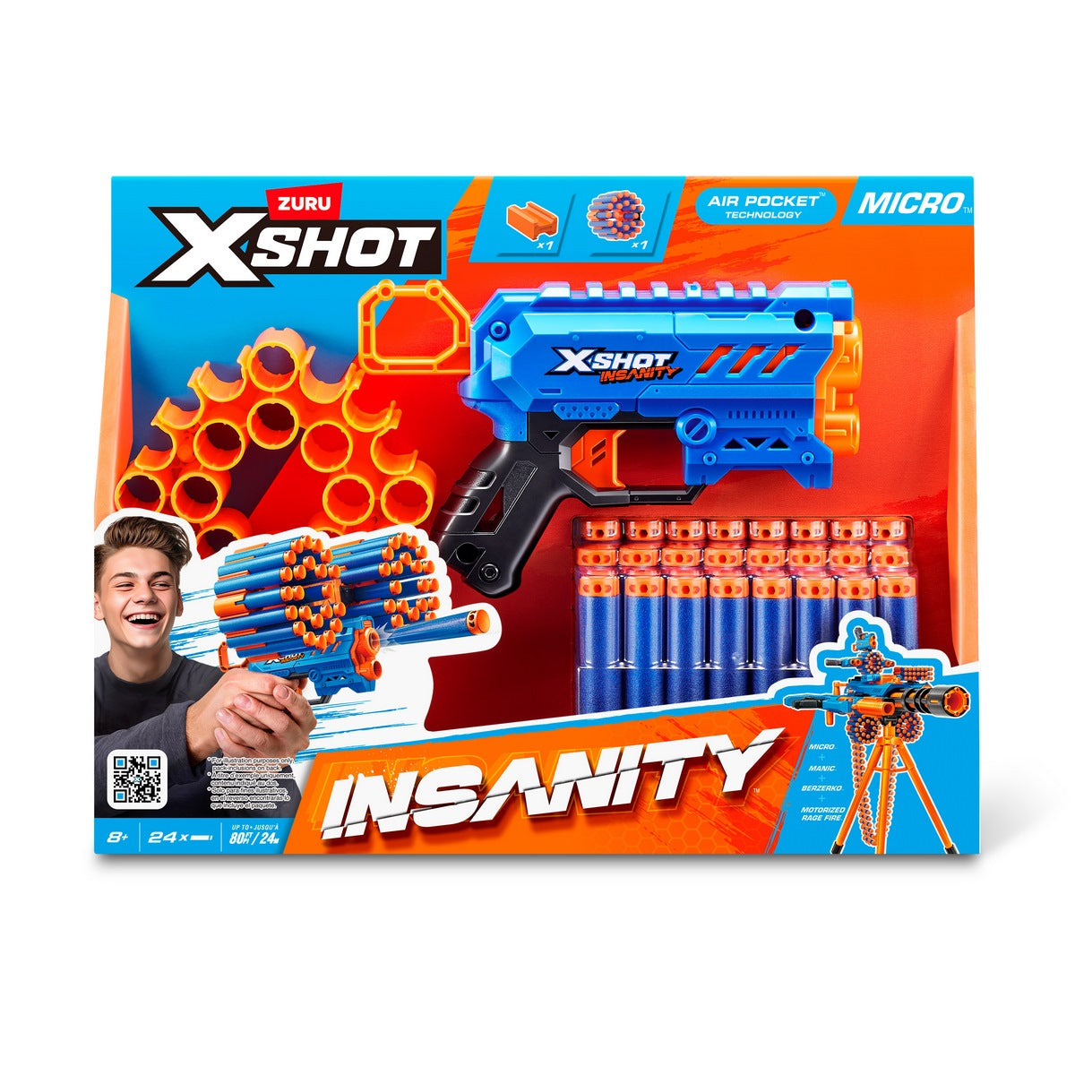 Lanza Dardos Insanity Micro Blaster Con 24 Dardos X-Shot