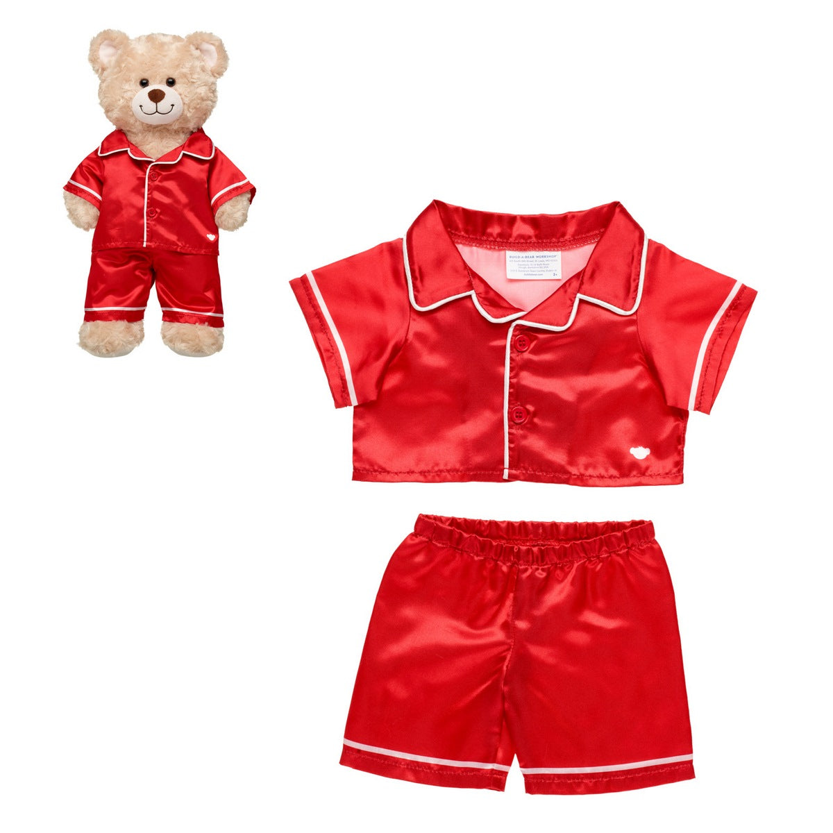 Pijama Satin Rojo Build-A-Bear