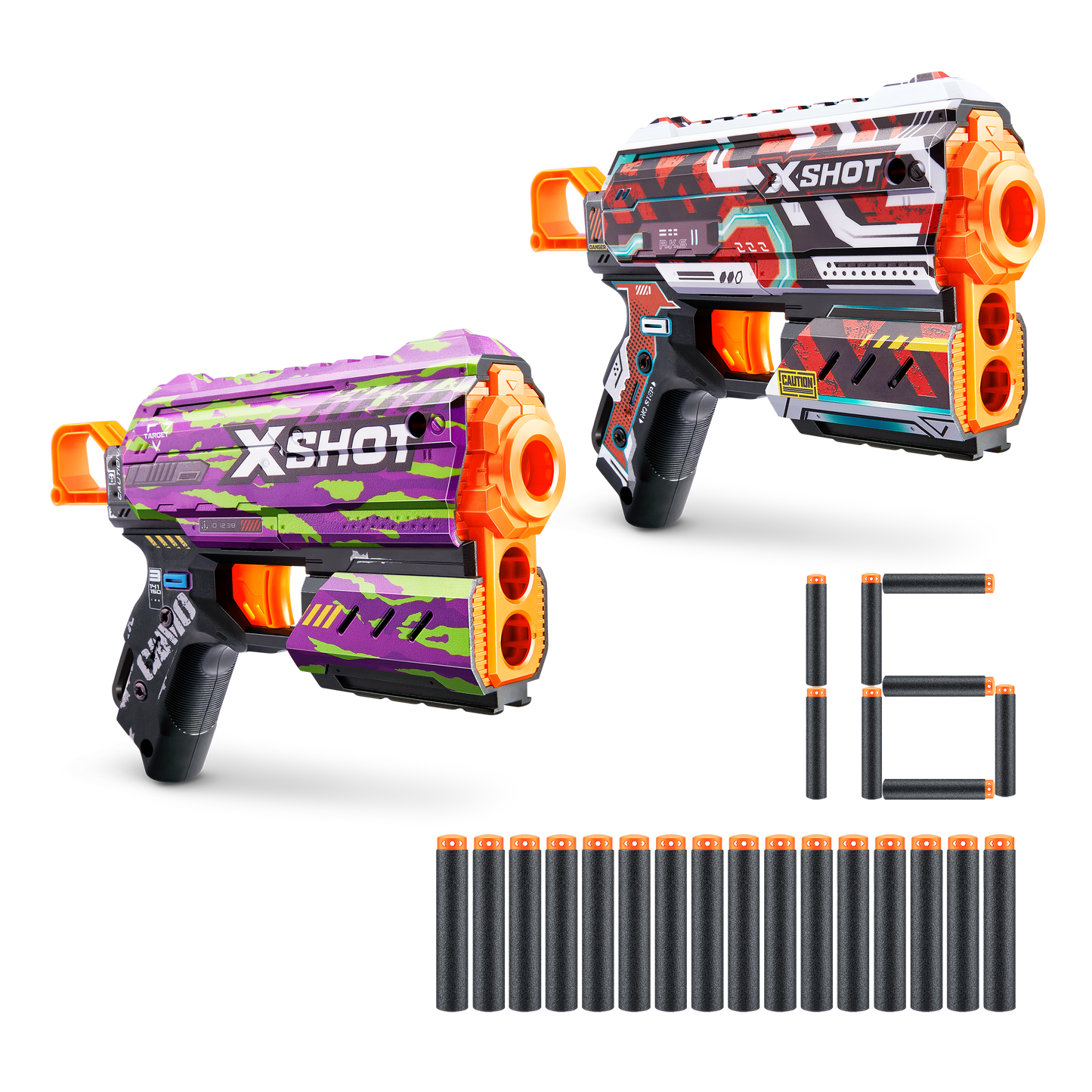 Pack 2 Lanza Dardos Flux Skins Con 16 Dardos X-Shot