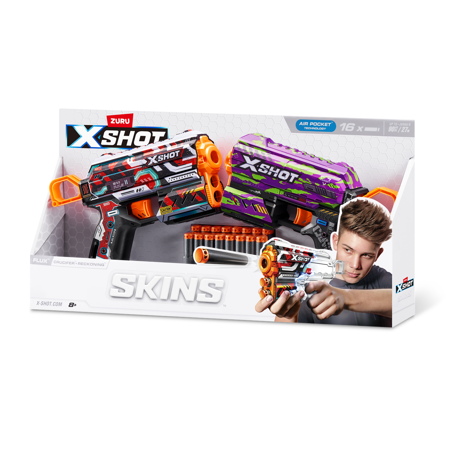 Pack 2 Lanza Dardos Flux Skins Con 16 Dardos X-Shot