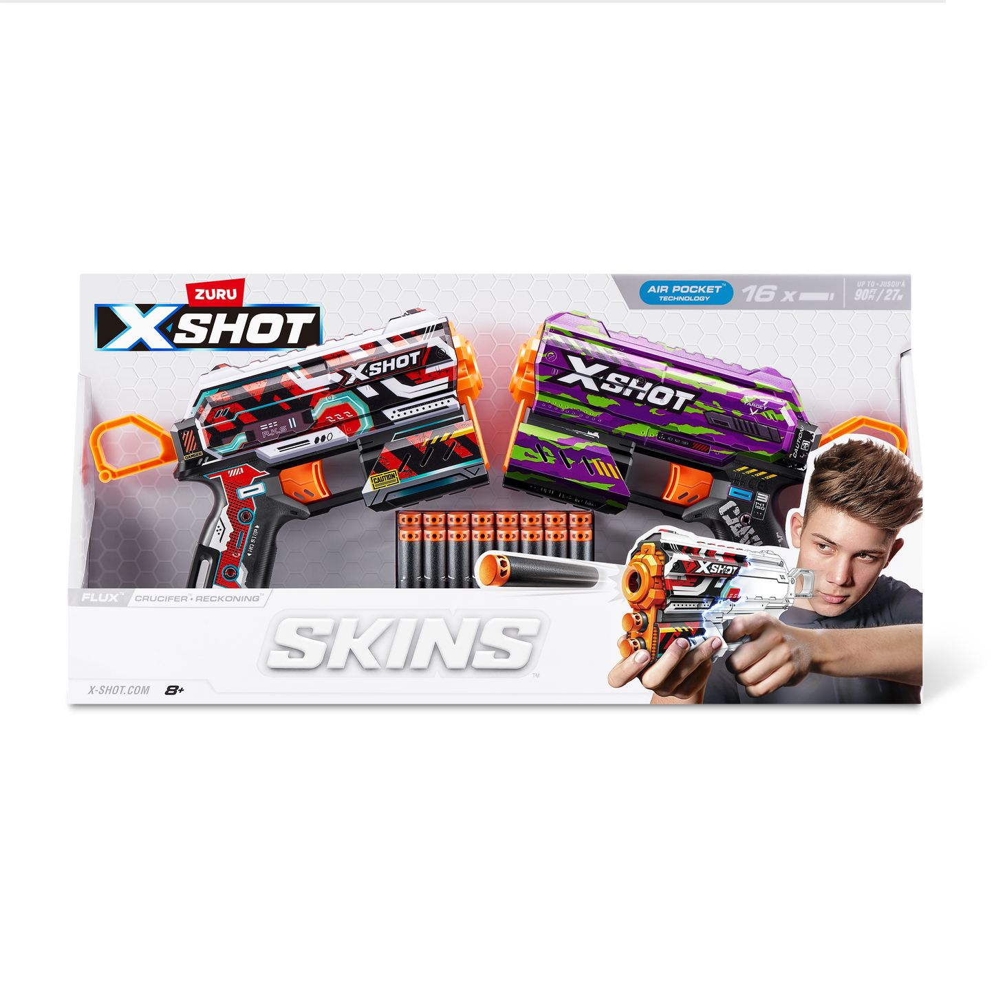 Pack 2 Lanza Dardos Flux Skins Con 16 Dardos X-Shot