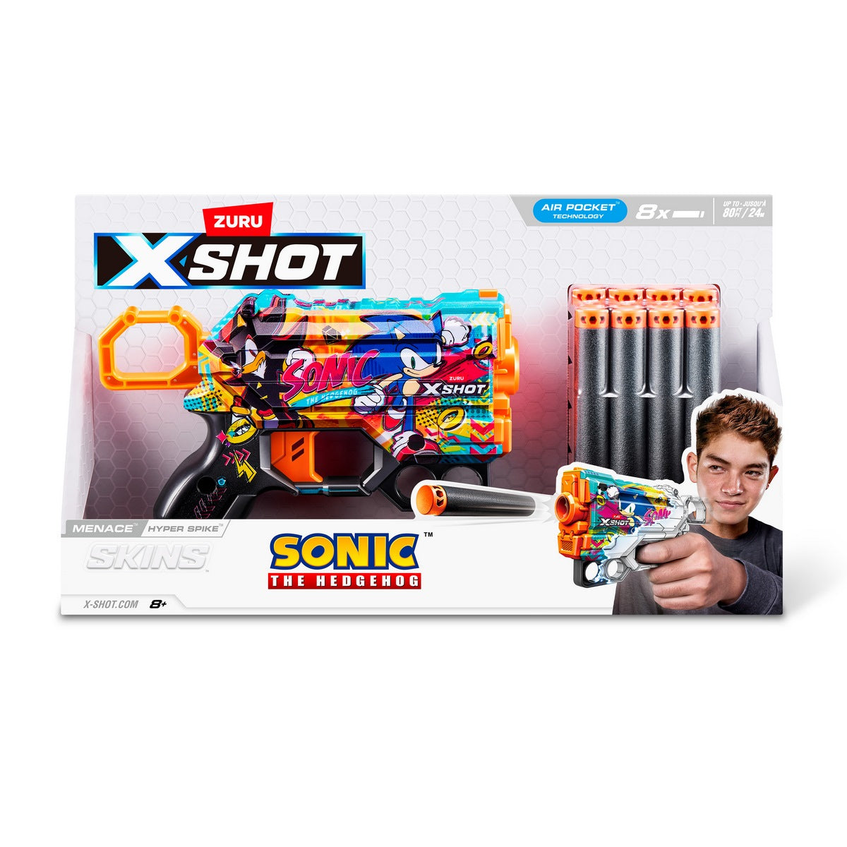 Lanza Dardos Skin Menace Sonic Con 8 Dardos X-Shot - Hyper Spike