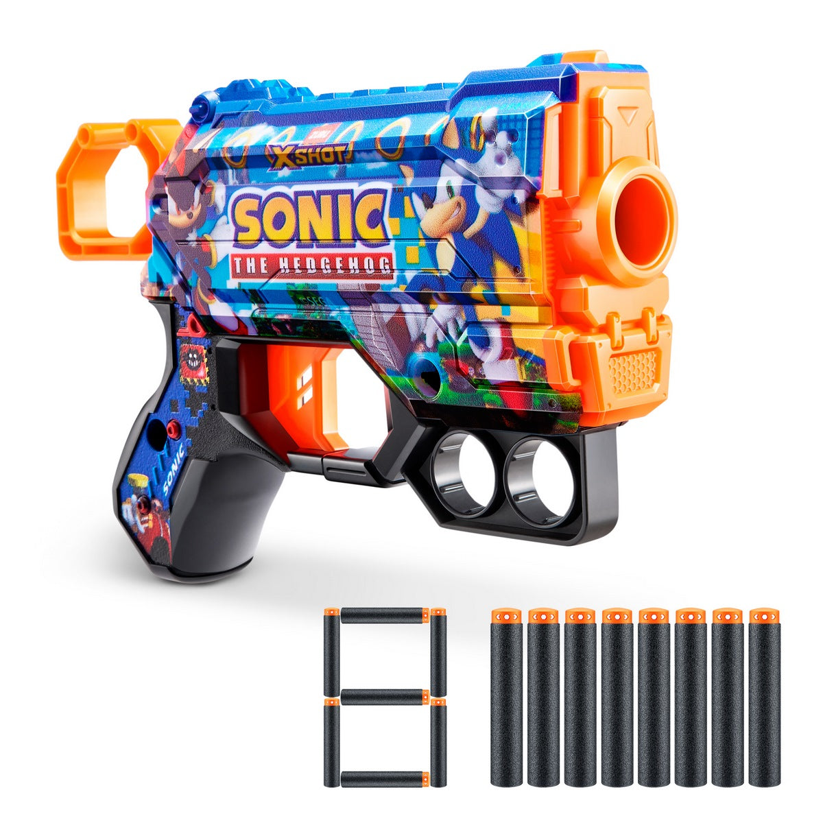 Lanza Dardos Skin Menace Sonic Con 8 Dardos X-Shot - Mega Sonic