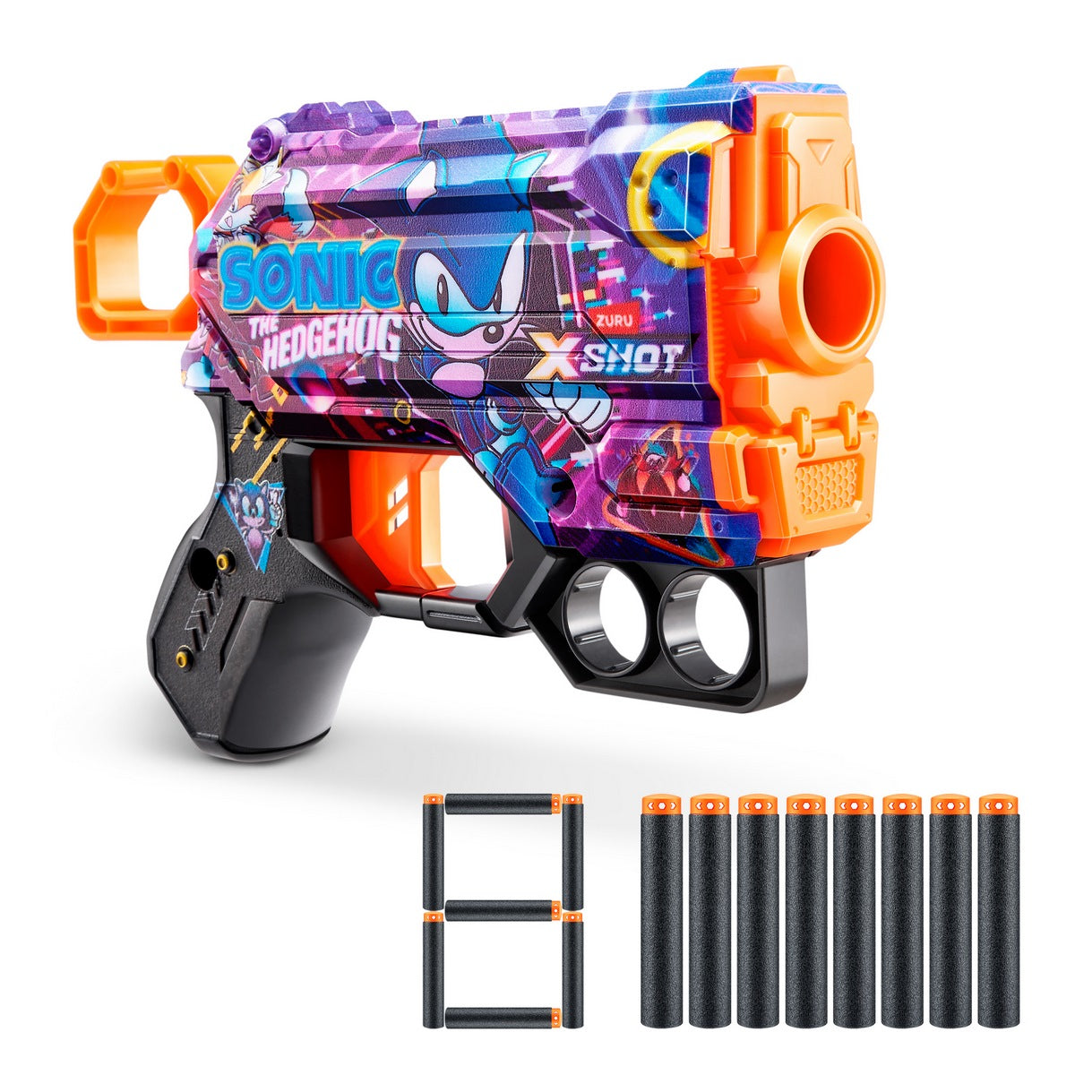 Lanza Dardos Skin Menace Sonic Con 8 Dardos X-Shot - Super Speed