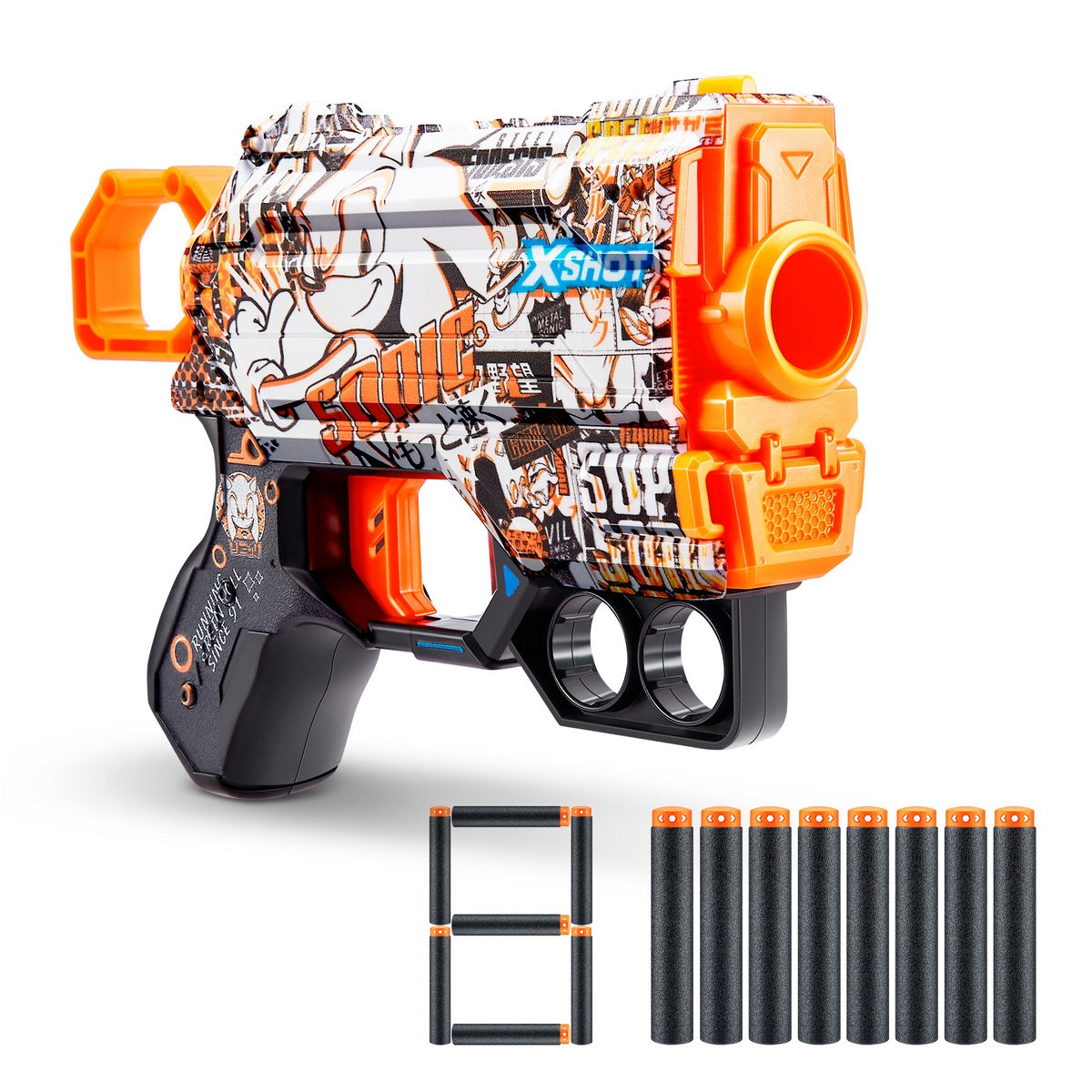 Lanza Dardos Skin Menace Sonic Con 8 Dardos X-Shot - Retro