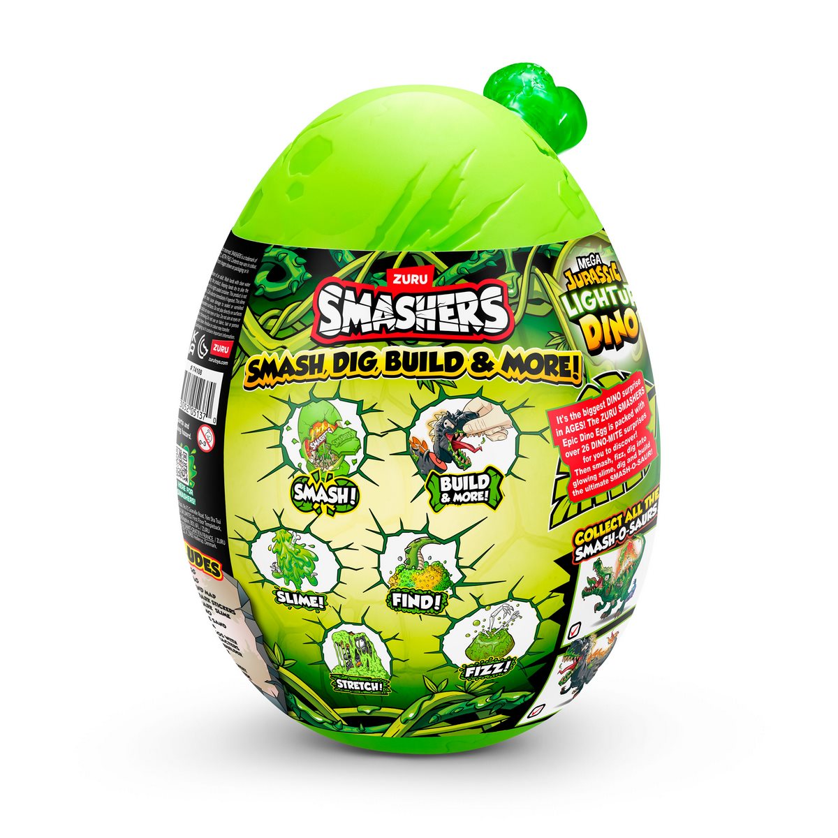Mega Huevo Smashers Jurassic Con Luces - Verde