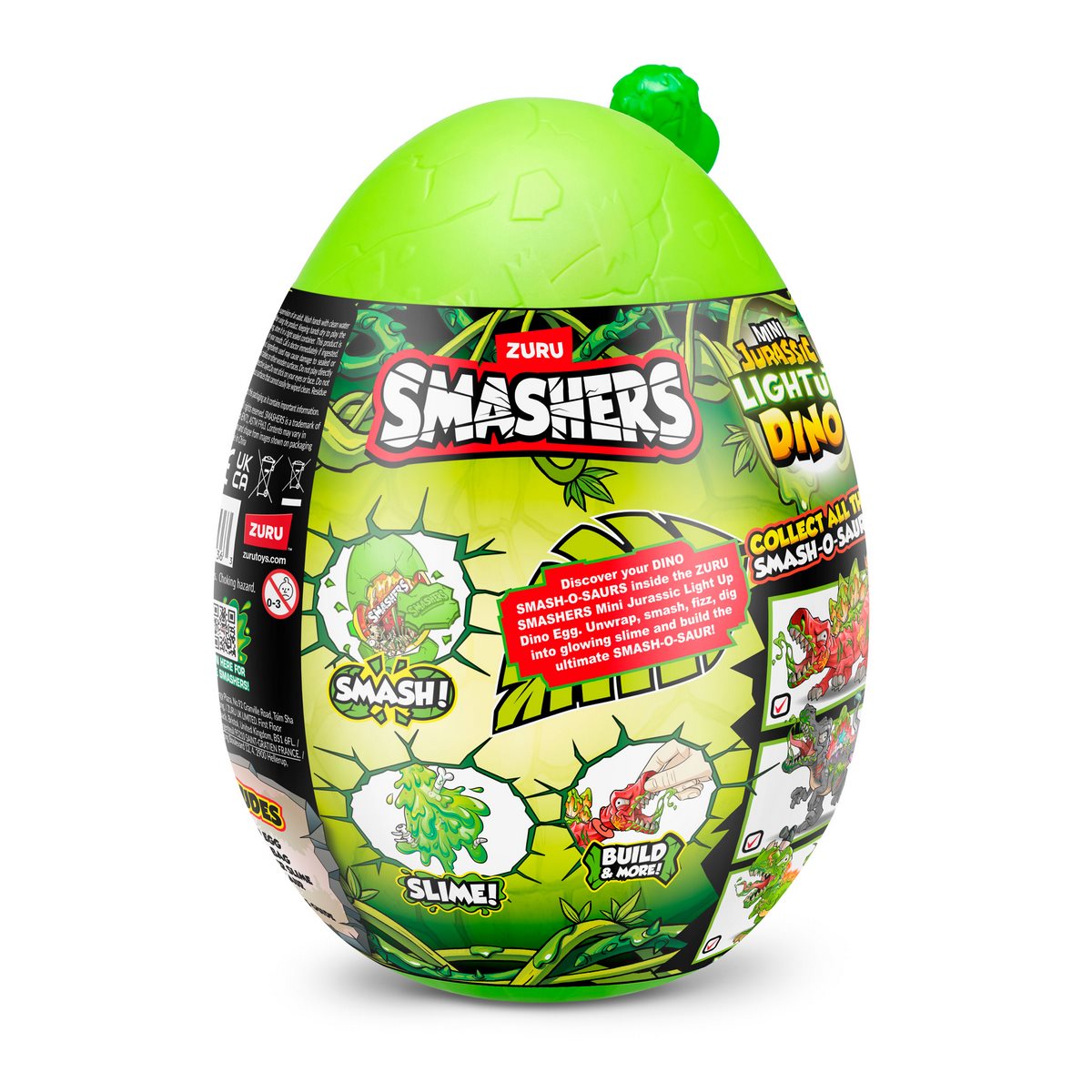 Mini Huevo Smashers Jurassic Con Luces - Verde