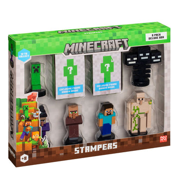 Pack De Lujo 8 Figuras Timbre Minecraft - Creeper