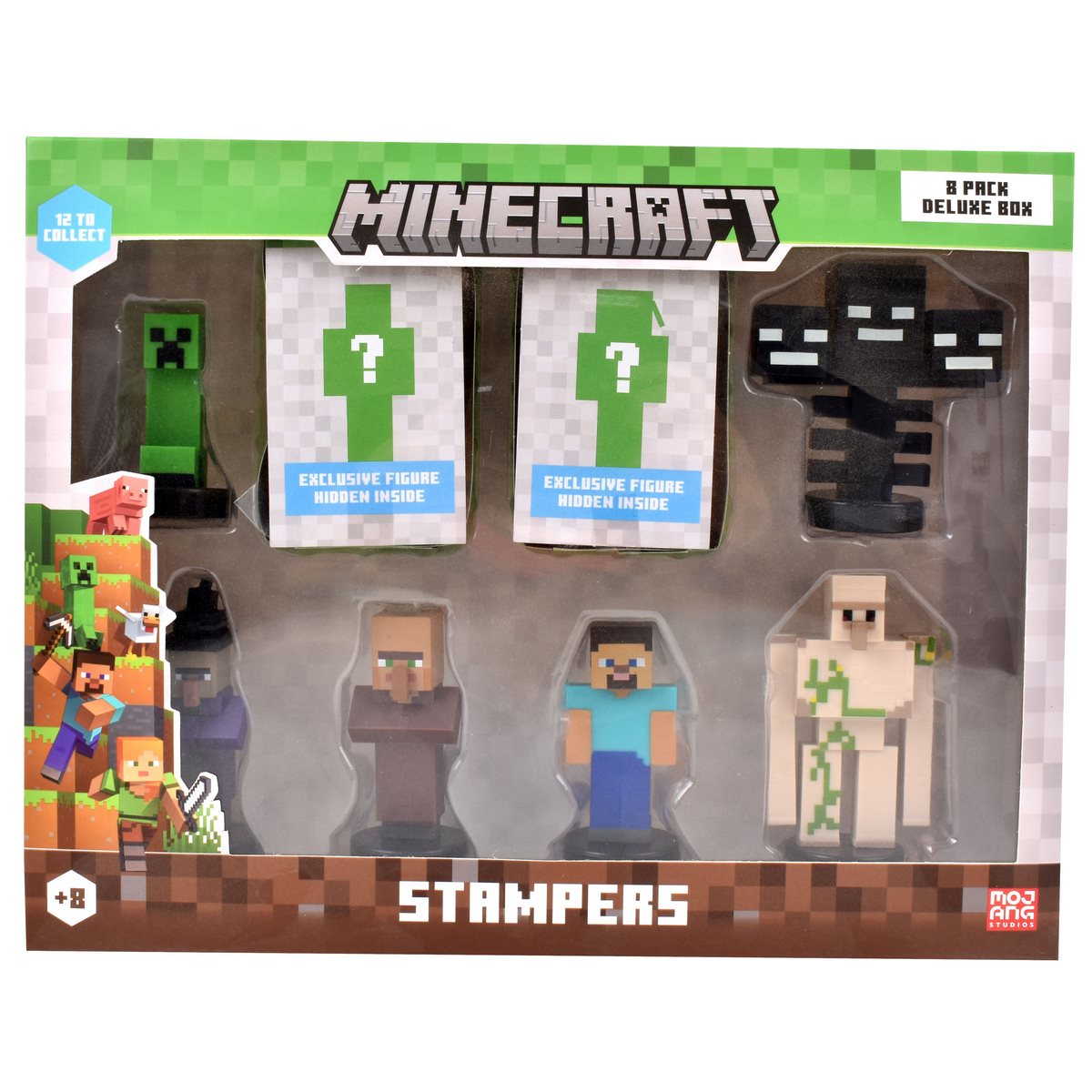 Pack De Lujo 8 Figuras Timbre Minecraft - Creeper