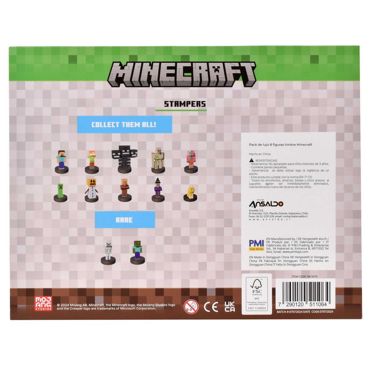 Pack De Lujo 8 Figuras Timbre Minecraft - Creeper