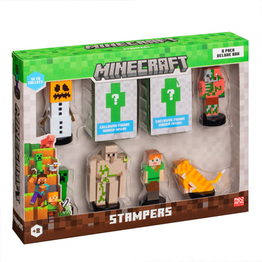 Pack De Lujo 8 Figuras Timbre Minecraft - Golem De Nieve
