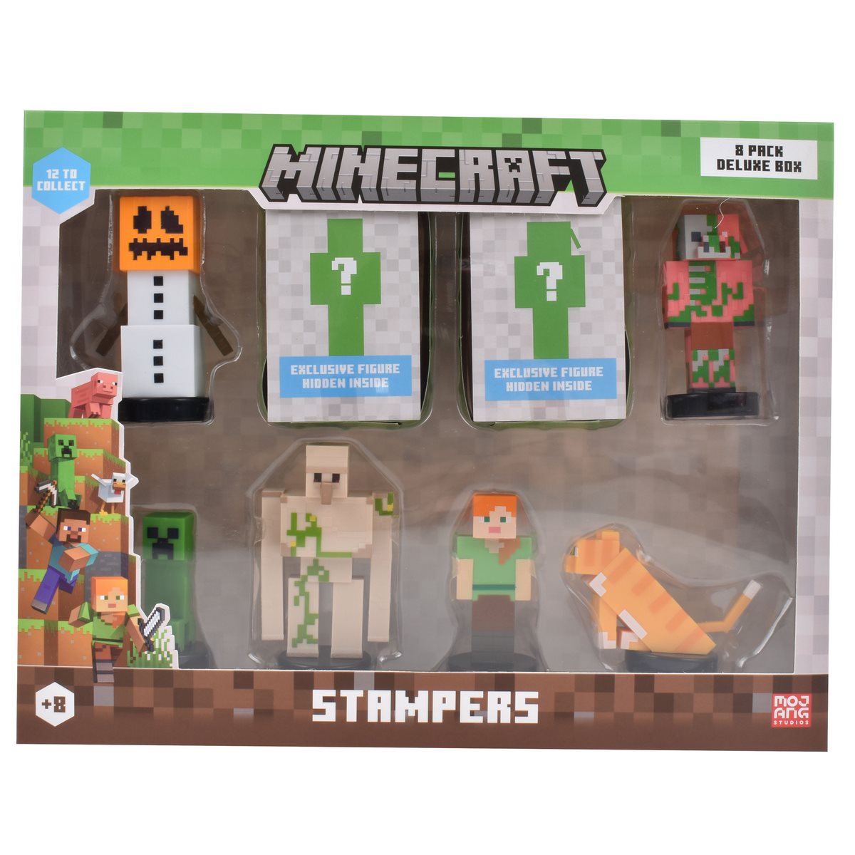 Pack De Lujo 8 Figuras Timbre Minecraft - Golem De Nieve