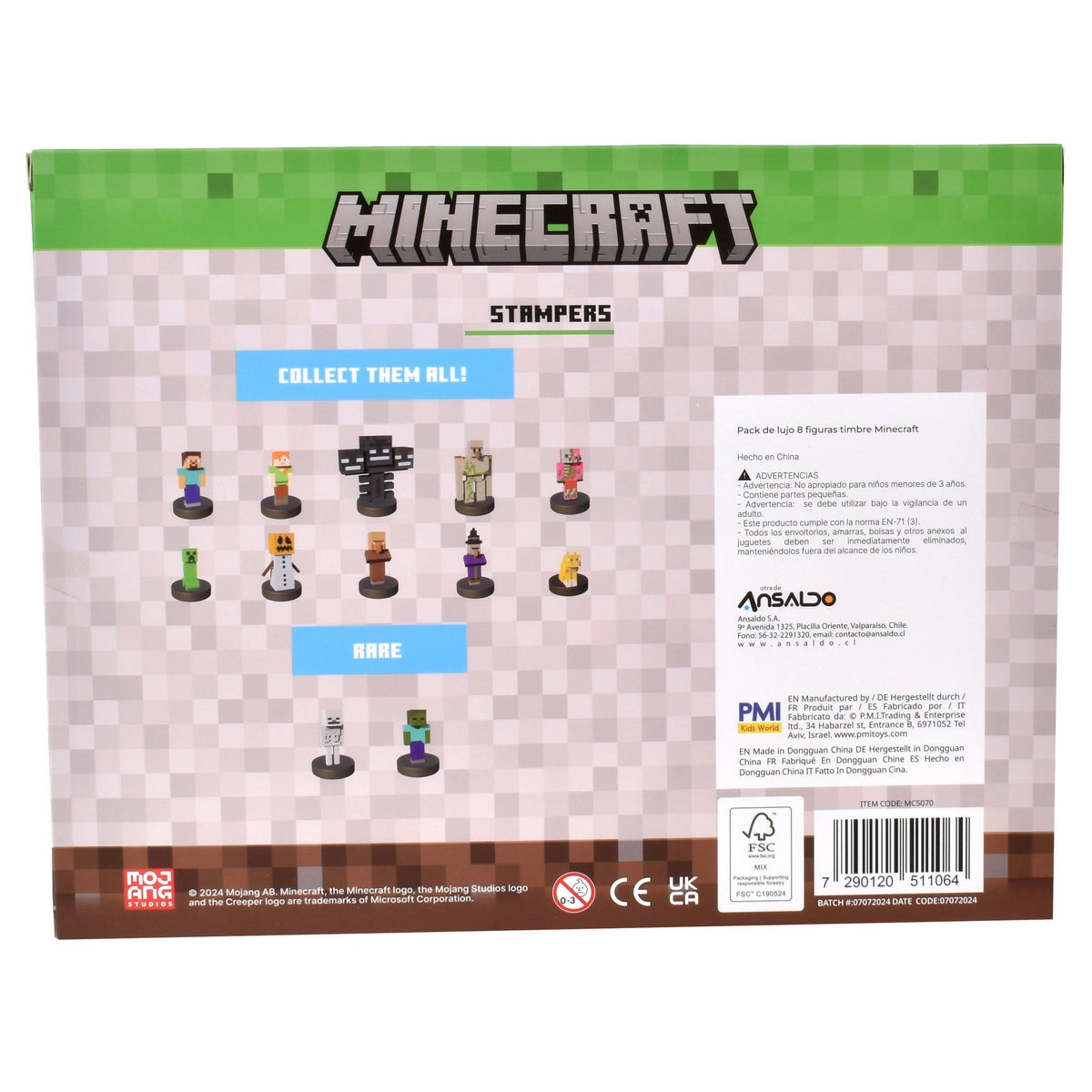 Pack De Lujo 8 Figuras Timbre Minecraft - Golem De Nieve