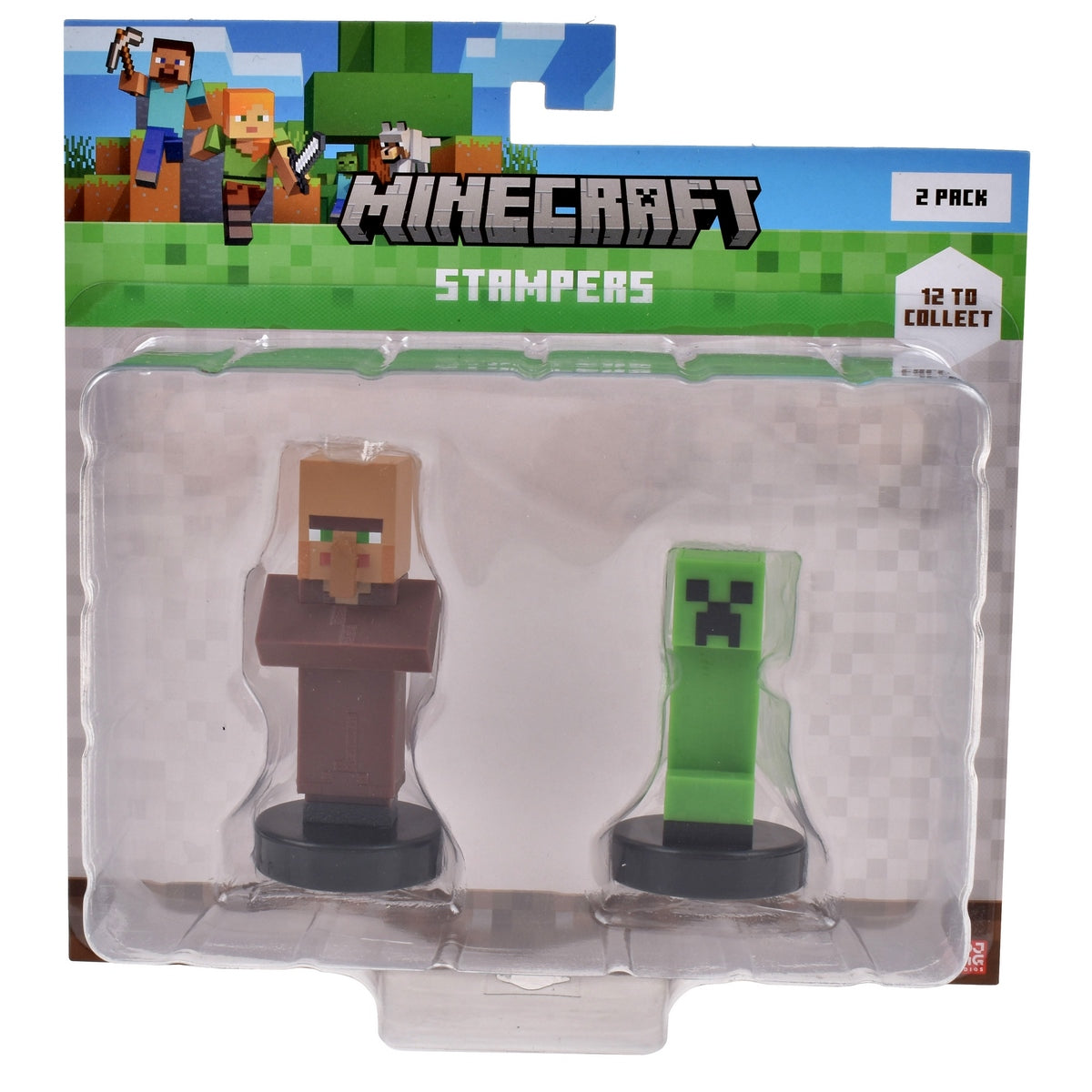 Pack De 2 Figuras Timbre Minecraft - Aldeano