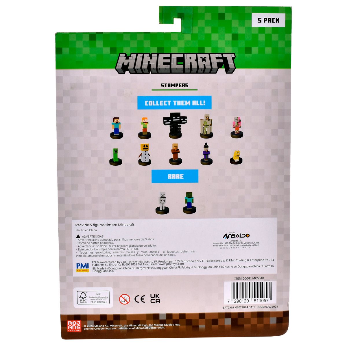 Pack De 5 Figuras Timbre Minecraft - Creeper