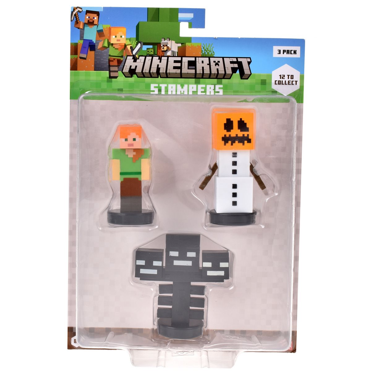 Pack De 3 Figuras Timbre Minecraft - Golem De Nieve