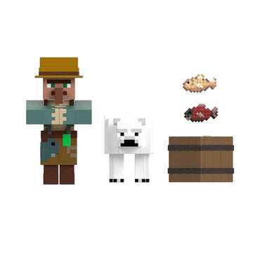 Minecraft Core Figura De 8Cm Con Crafting 2-Pack - Pescador Y Oso Polar