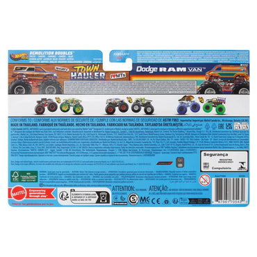 Hot Wheels Monster Trucks Escala 1:64 - Town Hauler Vs Dodge Ram Van