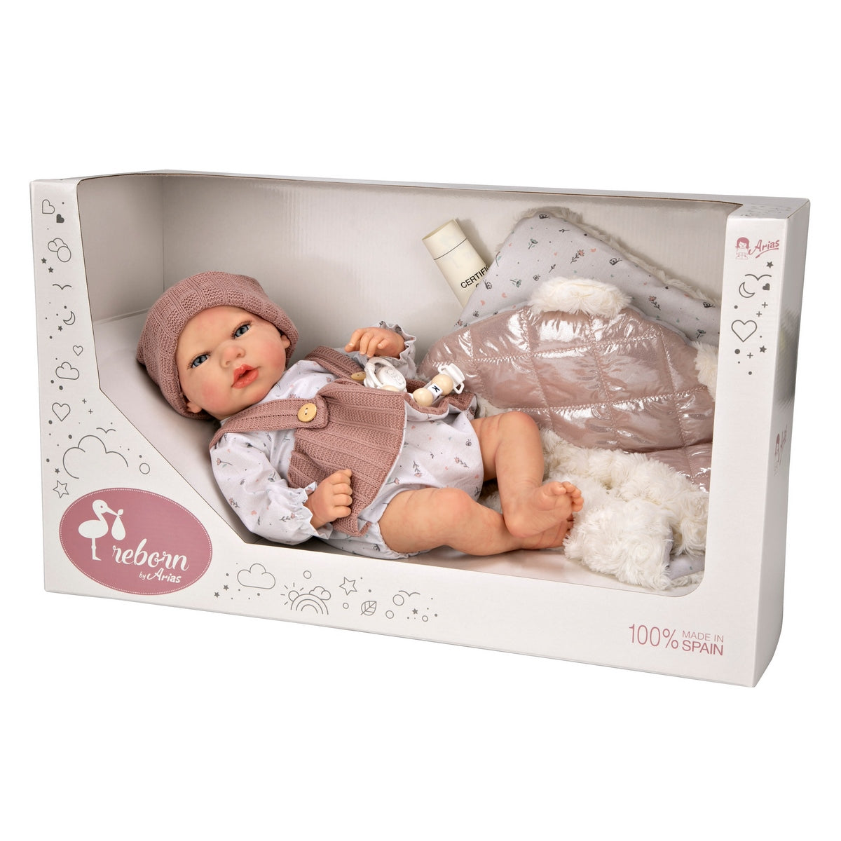 Muñeca Reborn Sandra Rosa Con Manta 40 Cm Arias