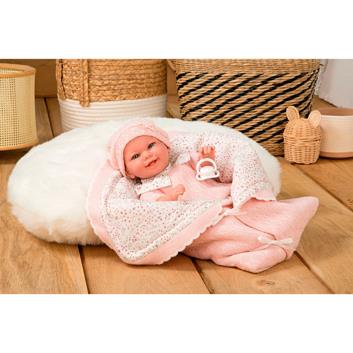 Muñeco De Peso Elegance Babyto Rosa Con Manta 35 Cm Arias