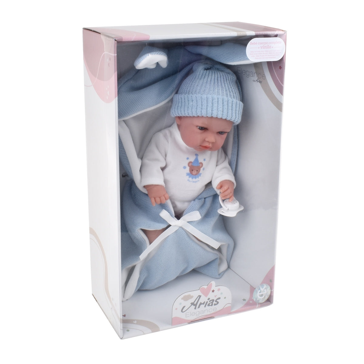 Muñeca Elegance Natal Azul Con Saco De Dormir 30 Cm Arias