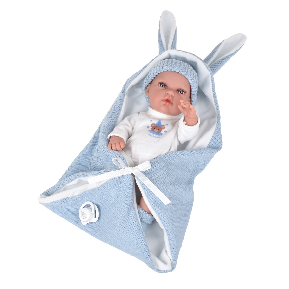 Muñeca Elegance Natal Azul Con Saco De Dormir 30 Cm Arias
