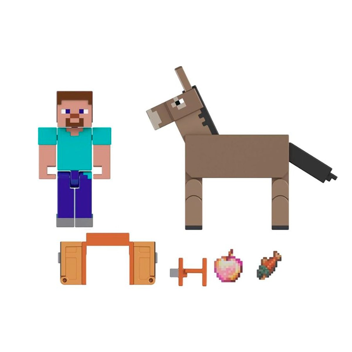 Minecraft Core Figura De 8Cm Con Crafting 2-Pack - Steve Y Burro