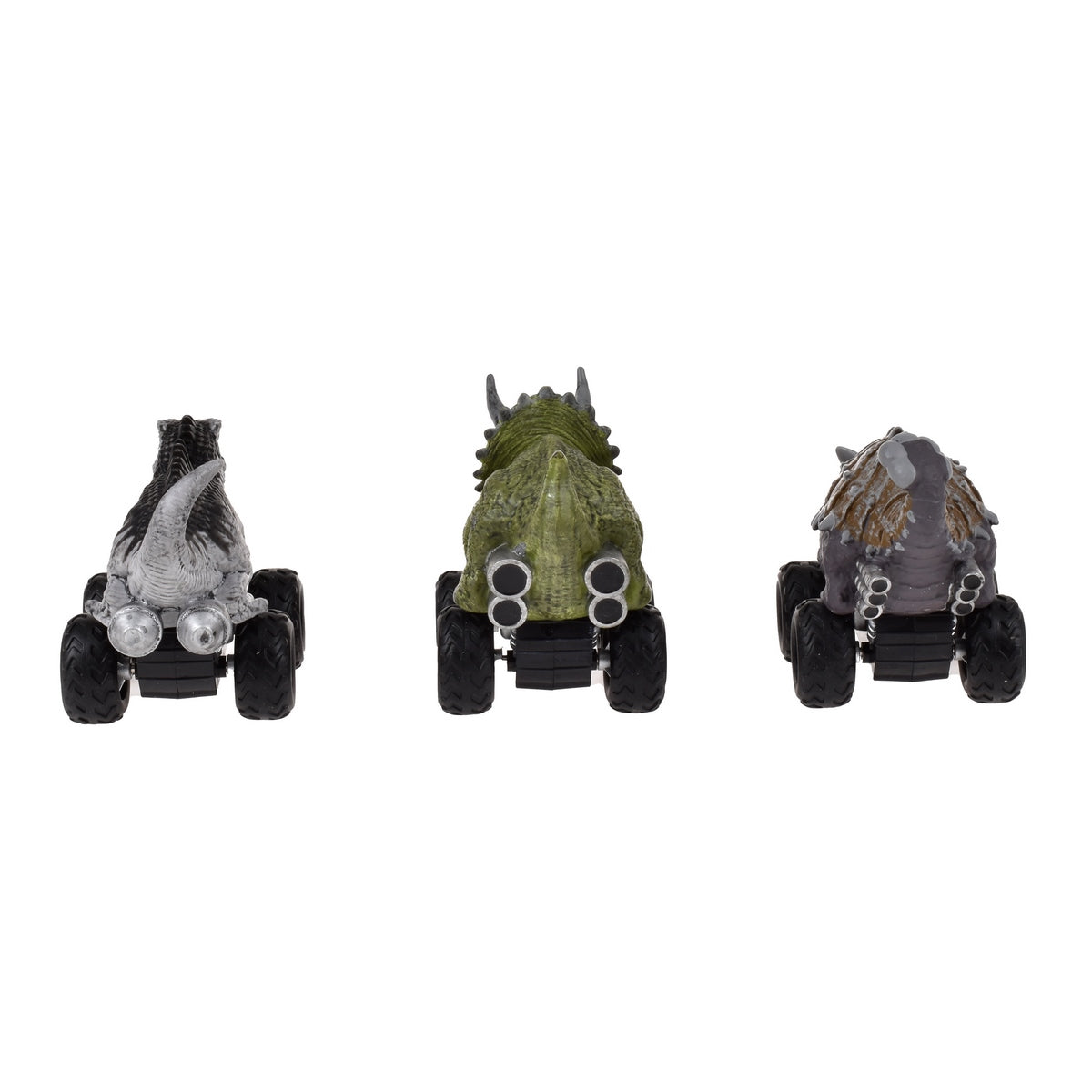 Pack 3 Dinosaurios Vehiculo Pullback Jurassic - Triceratops, Gigantosaurus Y Ankylosaurus