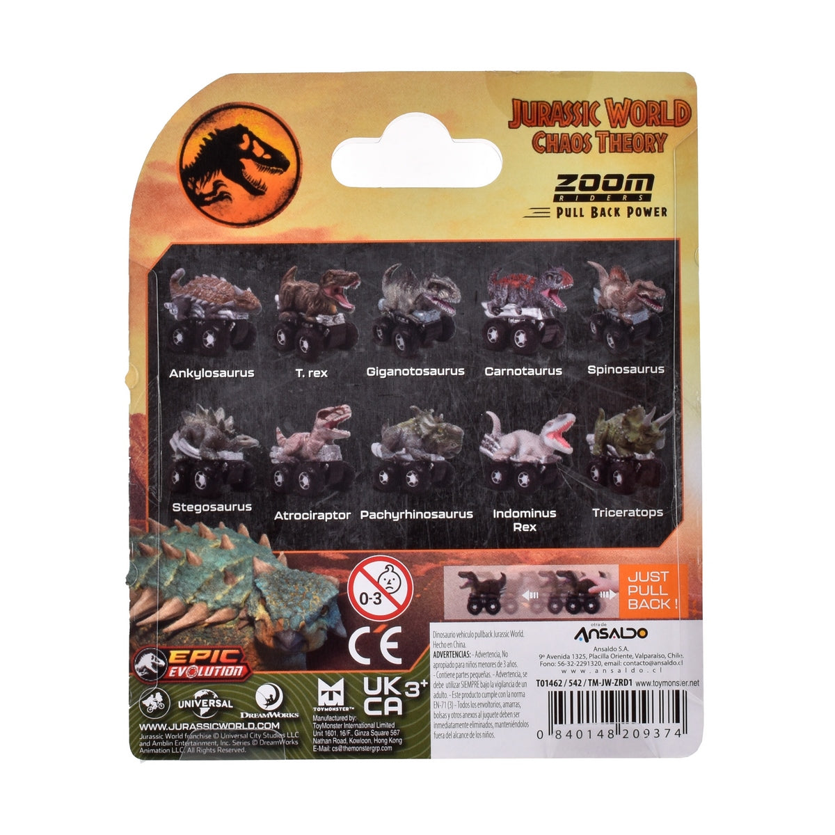 Dinosaurio Vehiculo Pullback Jurassic World - Spinosaurus