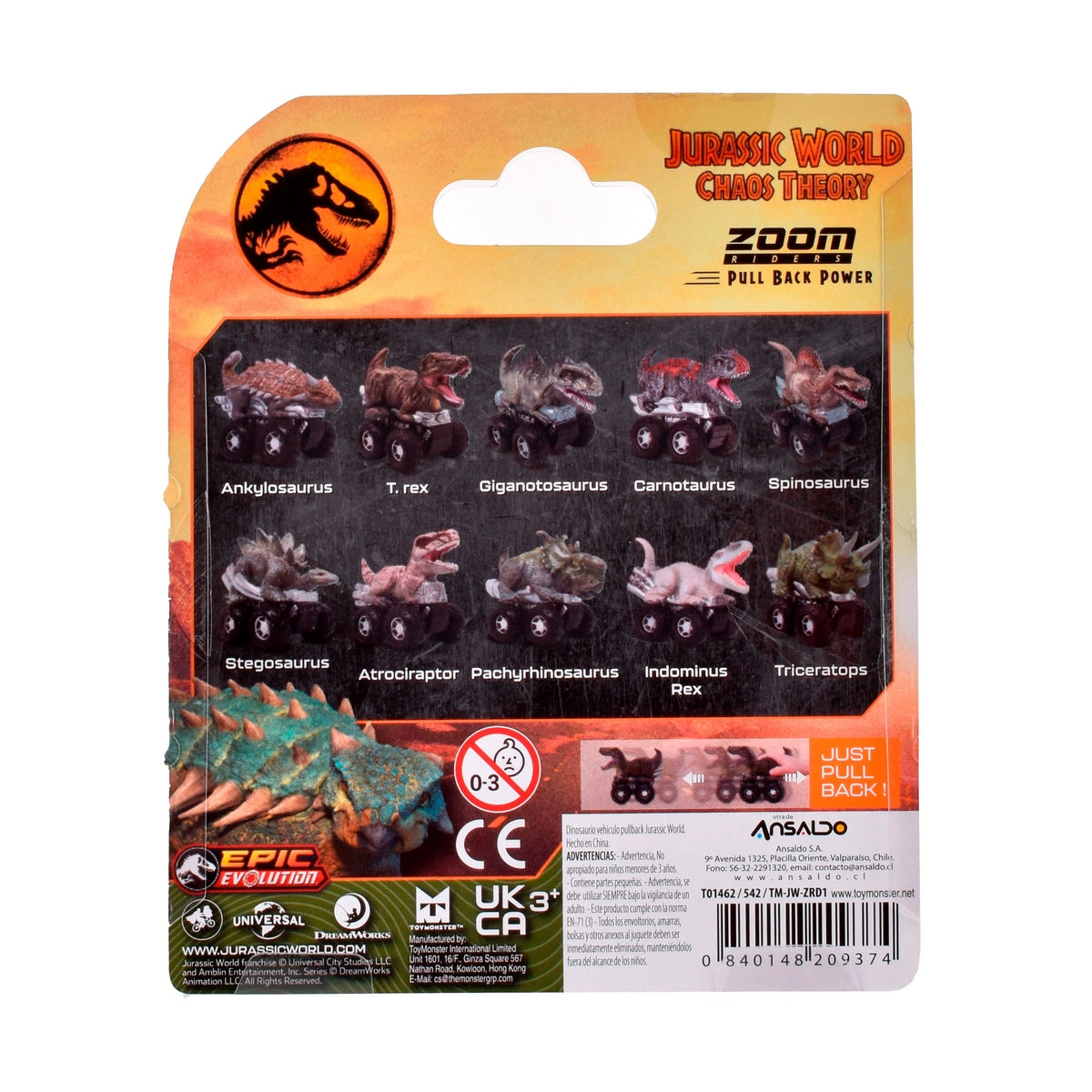 Dinosaurio Vehiculo Pullback Jurassic World - Pachyrhinosaurus