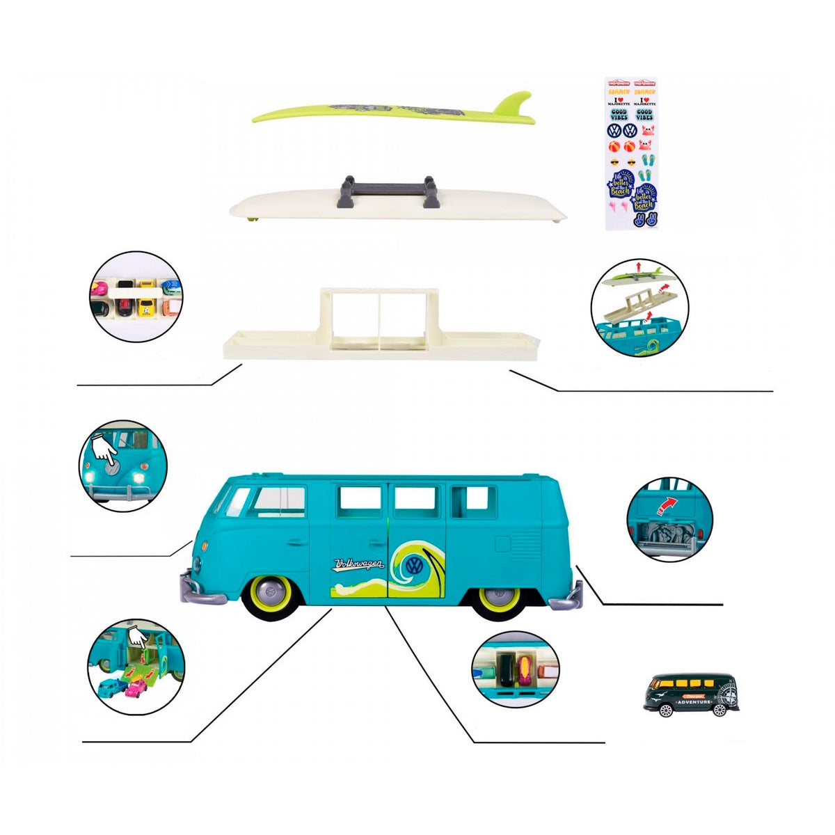 Majorette VW The Originals T1 Maleta + 1 Vehículo Clásico