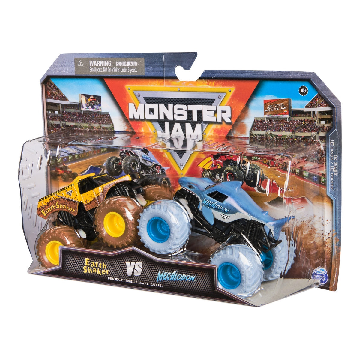 Monster Jam Vehículos 1:64 Pack 2 - Earth Shaker V/S Megalodon