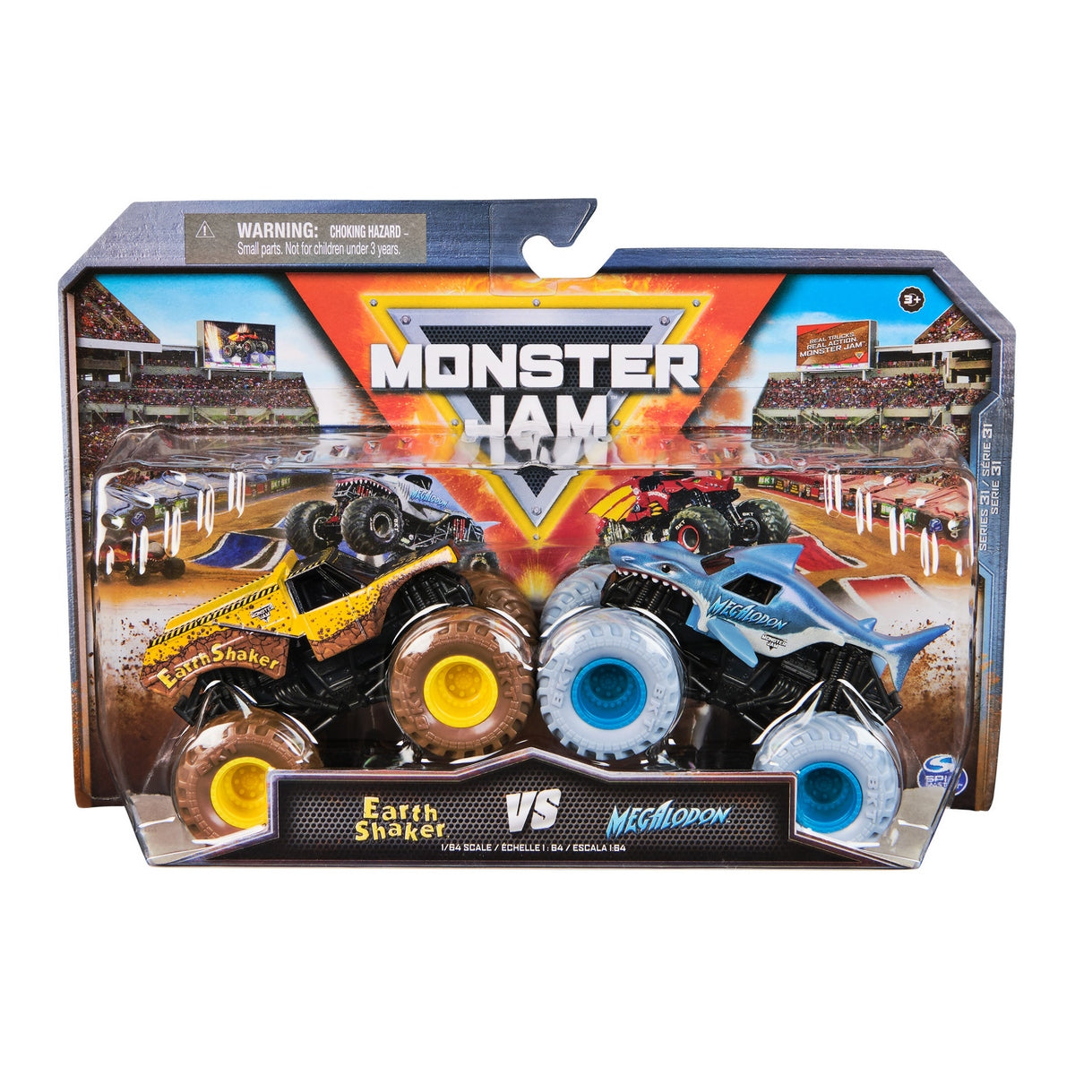 Monster Jam Vehículos 1:64 Pack 2 - Earth Shaker V/S Megalodon