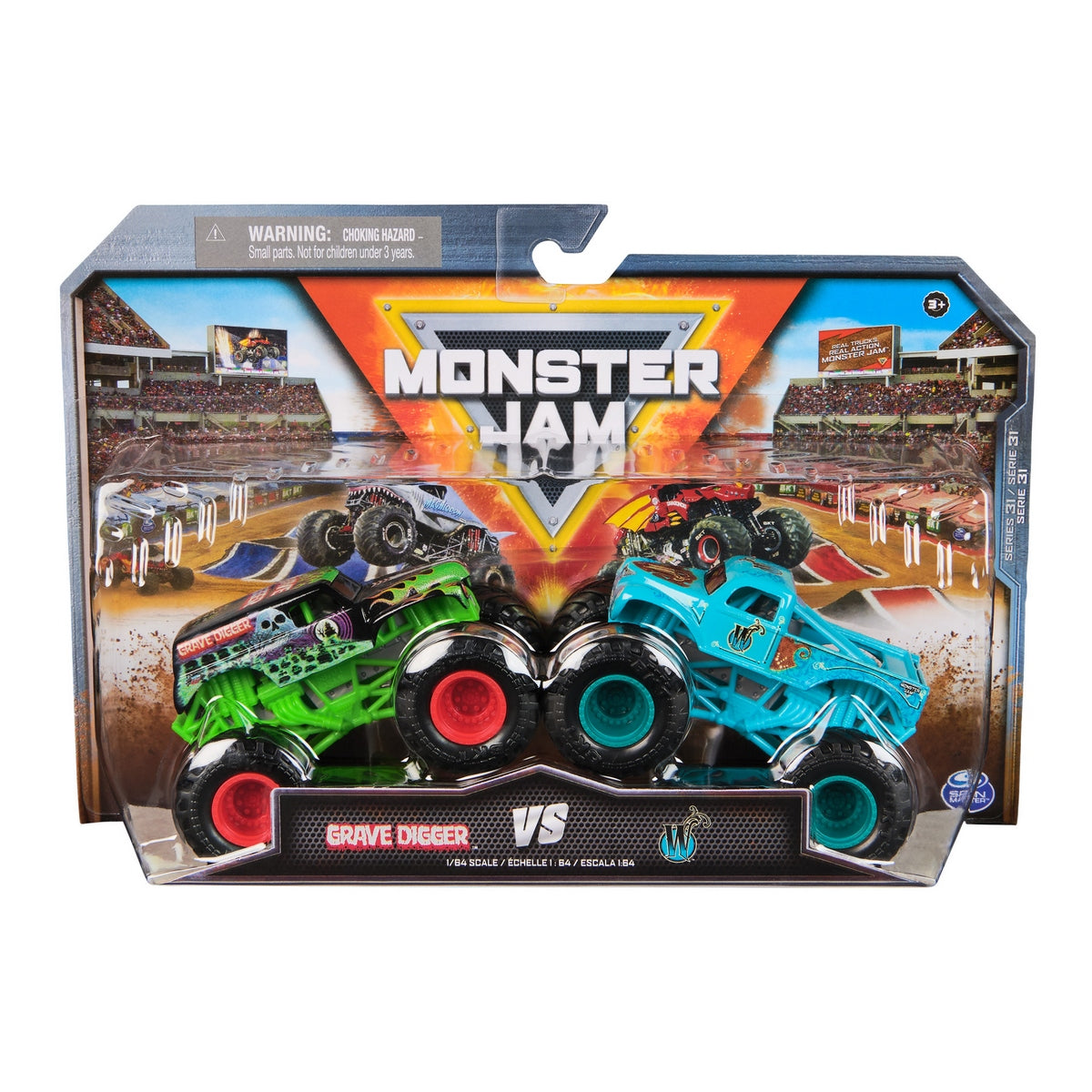 Monster Jam Vehiculos 1:64 Pack 2 - Grave Digger V/S W