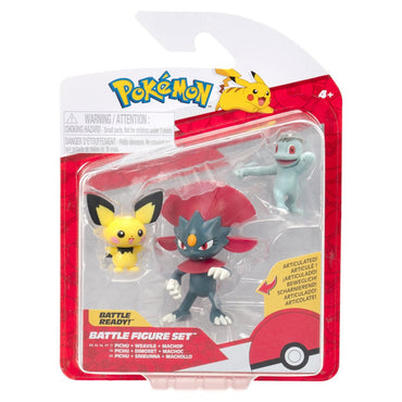 Pokemon Pack 3 Figuras - Pichu+Weavile+Machop