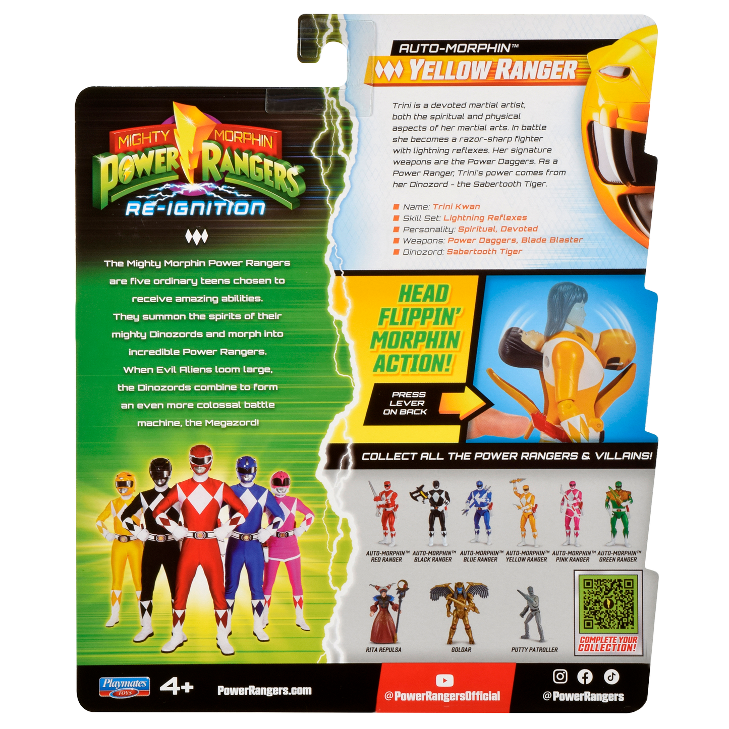 Power Rangers Figura Gira Cabeza Yellow Ranger