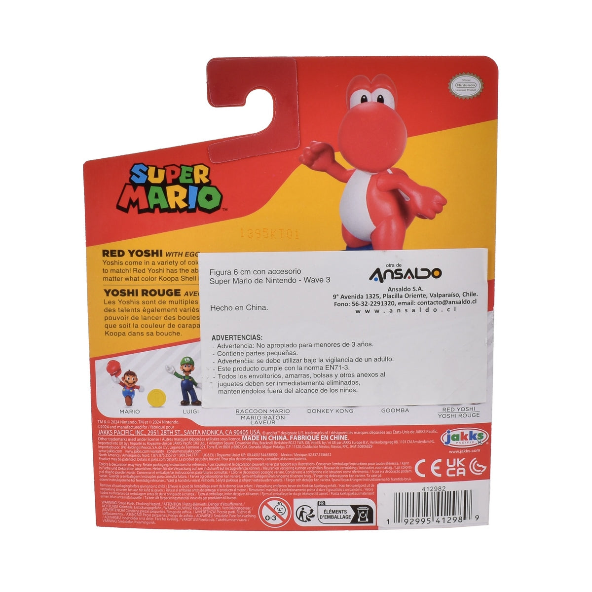 Figura 6 Cm Con Accesorio Super Mario De Nintendo - Red Yoshi
