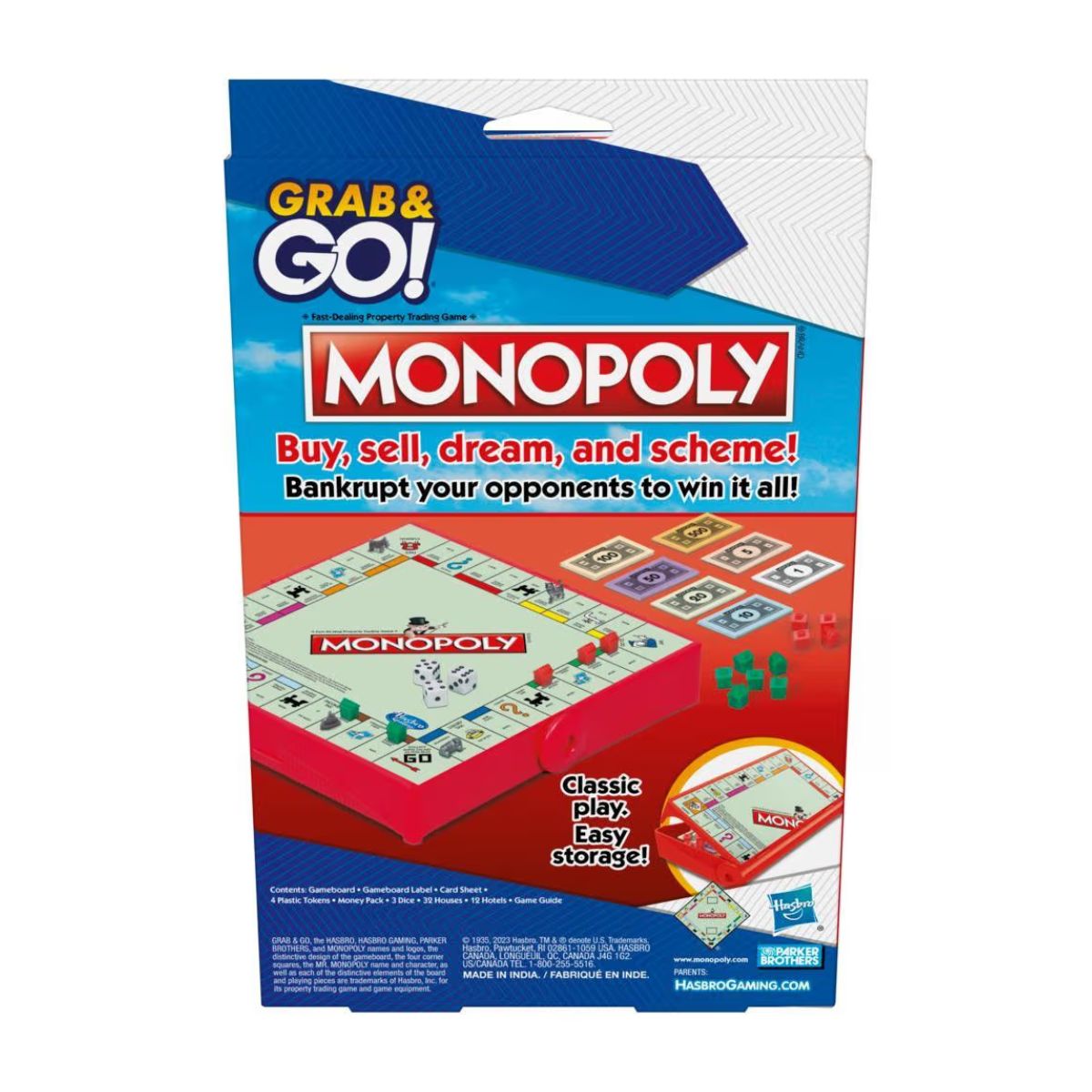 Juego De Mesa Hasbro Gaming Grab And Go - Monopoly