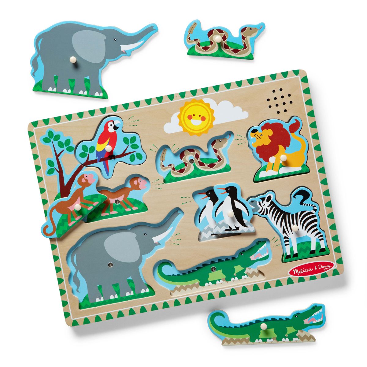 Puzzle Encaje De Madera La Granja Con Sonido Melissa And Doug - Animales Del Zoologico