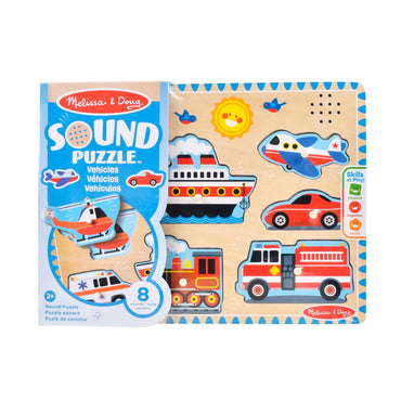 Puzzle Encaje De Madera La Granja Con Sonido Melissa And Doug - Vehiculos