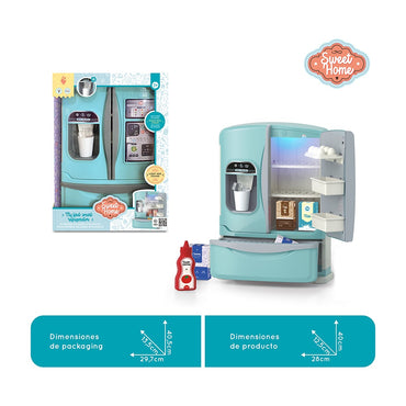 Refrigerador Inteligente De Juguete Con Funcion De Hielera Simulacion De Vapor Frio Luz Sonido Y 8 Accesorios Incluidos Sweet Home