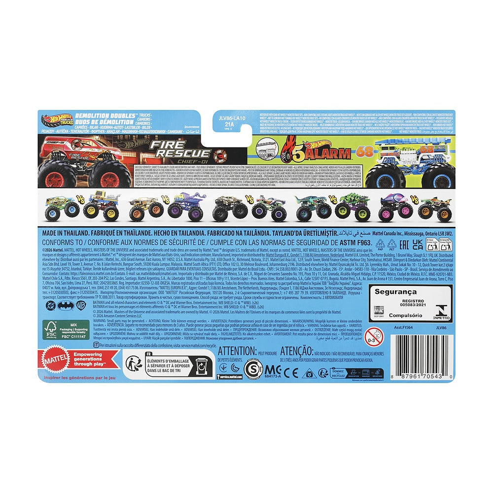 Hot Wheels Monster Trucks Escala 1:64 - Hw Fire Rescue Vs 5 Alarm