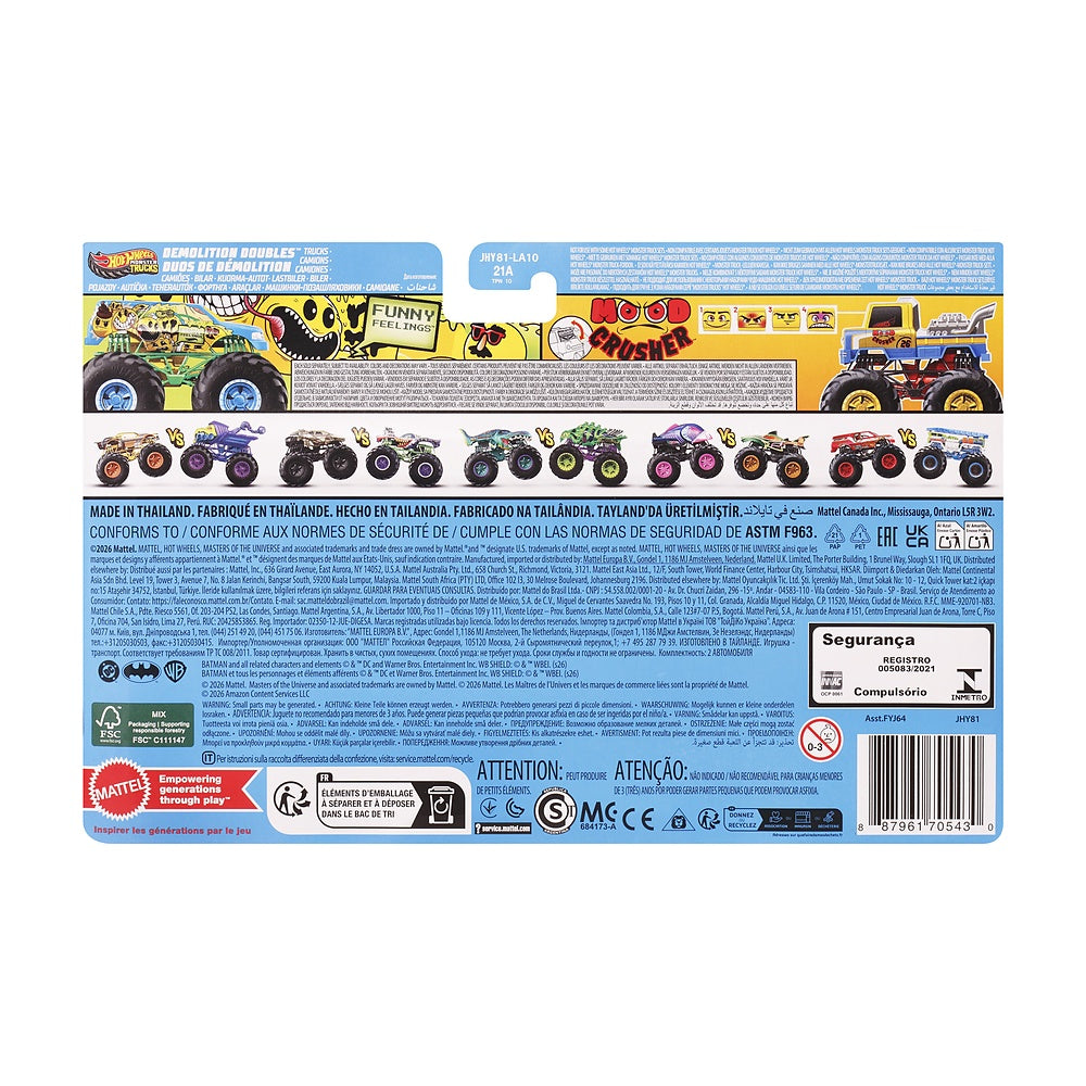 Hot Wheels Monster Trucks Escala 1:64 - Funny Feelings Vs Mood Crusher
