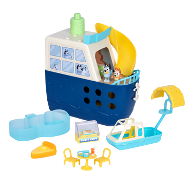 Bluey Barco Crucero Playset con Figuras Bluey y Bingo y Más de 15 Piezas