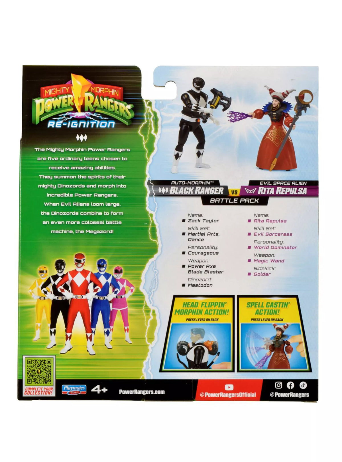 Pack 2 Figuras de Acción Power Rangers Black Vs Rita Repulsa